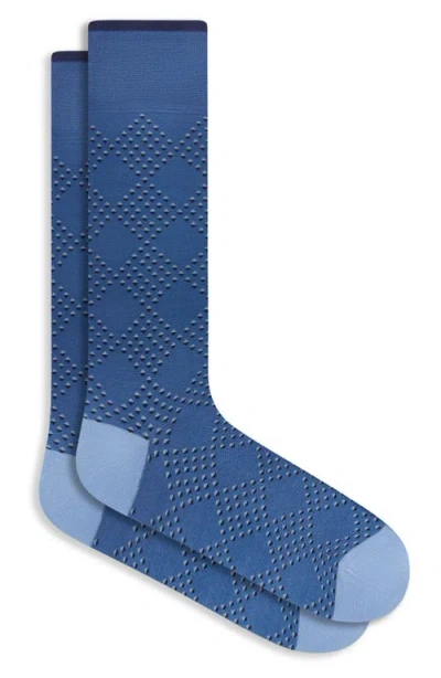 Bugatchi Geometric Mercerized Cotton Blend Dress Socks In Classic Blue