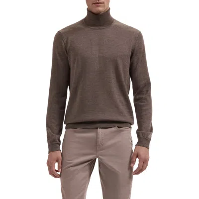 Bugatchi George Extrafine Merino Wool Turtleneck Sweater In Brown