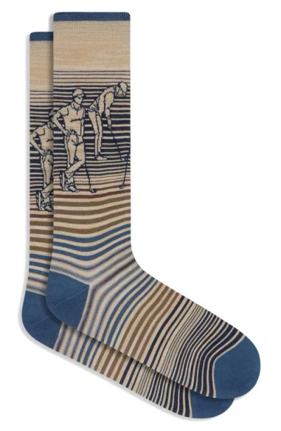 Bugatchi Golfer Stripe Mercerized Cotton Blend Dress Socks In Multi