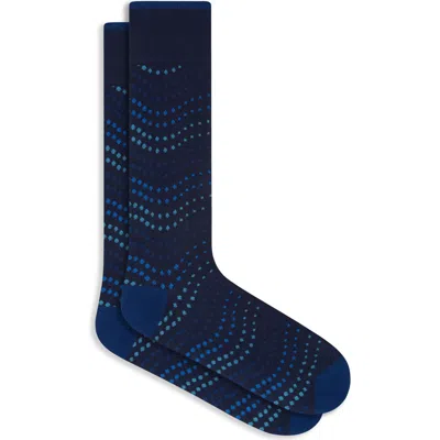 Bugatchi Gradient Dot Cotton Blend Dress Socks In Blue