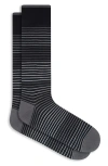 Bugatchi Gradient Stripe Mercerized Cotton Blend Dress Socks In Black