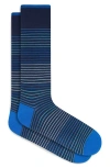 Bugatchi Gradient Stripe Mercerized Cotton Blend Dress Socks In Blue