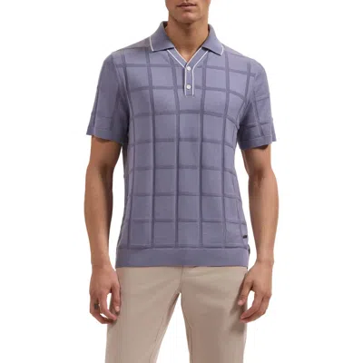 Bugatchi Grid Short Sleeve Cotton & Modal Sweater In Purple