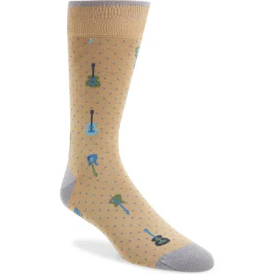 Bugatchi Guitar Pattern Cotton Blend Dress Socks In Willow