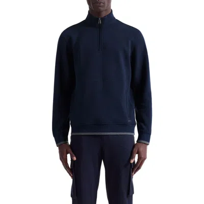 Bugatchi Heathered Quarter Zip Pullover In Blue
