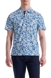 Bugatchi Hendrix Digital Abstract Floral Print Pima Cotton Polo In Blue