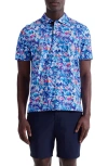 Bugatchi Hendrix Digital Abstract Floral Print Pima Cotton Polo In Blue