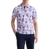 Bugatchi Hendrix Digital Abstract Palm Print Pima Cotton Polo In Blue