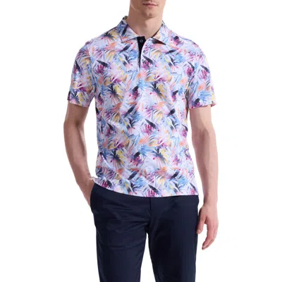 Bugatchi Hendrix Digital Abstract Palm Print Pima Cotton Polo In Blue