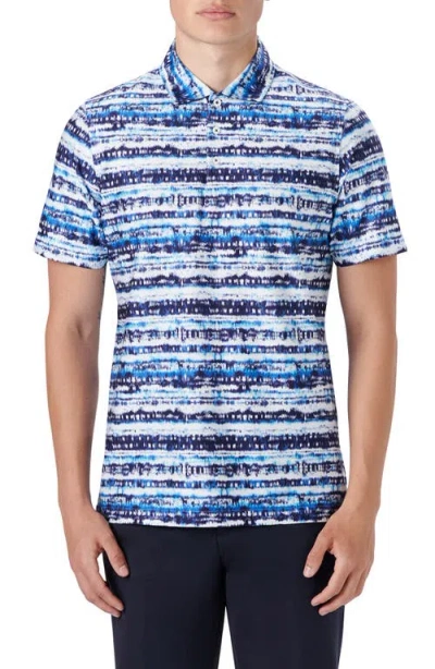 Bugatchi Hendrix Digital Abstract Print Cotton Polo In Classic Blue