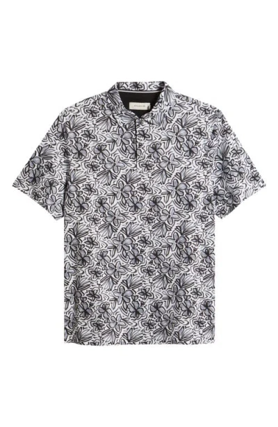 Bugatchi Hendrix Digital Abstract Print Cotton Polo In Gray