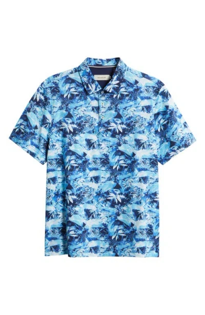 Bugatchi Hendrix Digital Abstract Print Pima Cotton Polo In Blue