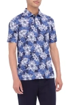 Bugatchi Hendrix Digital Floral Print Pima Cotton Polo In Night Blue