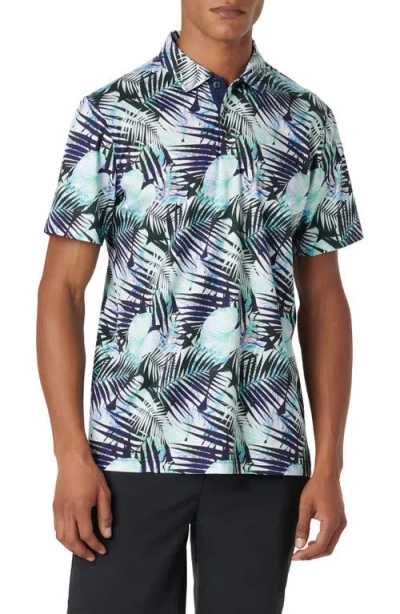 Bugatchi Hendrix Digital Leaf Print Pima Cotton Polo In Animal Print