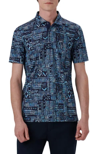 Bugatchi Hendrix Digital Print Pima Cotton Polo In Blue