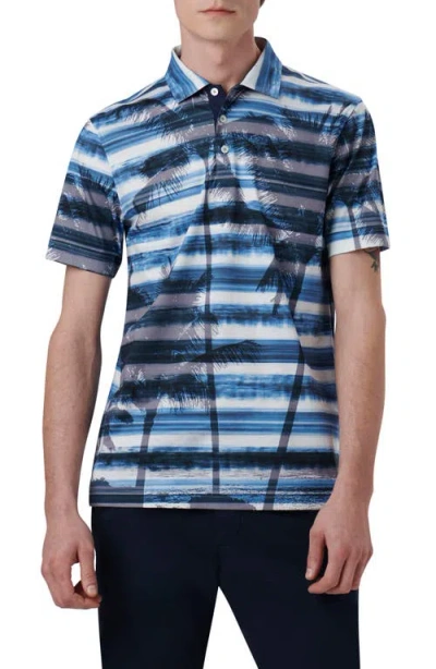 Bugatchi Hendrix Digital Print Pima Cotton Polo In Blue