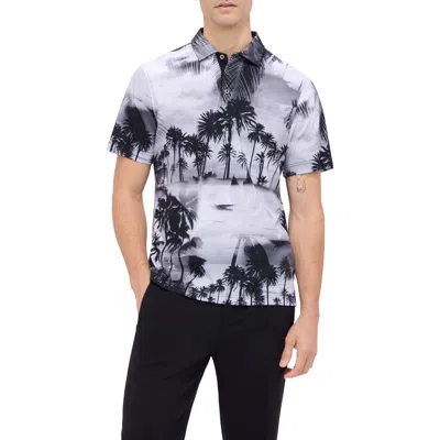 Bugatchi Hendrix Digital Tropical Print Pima Cotton Polo In Black