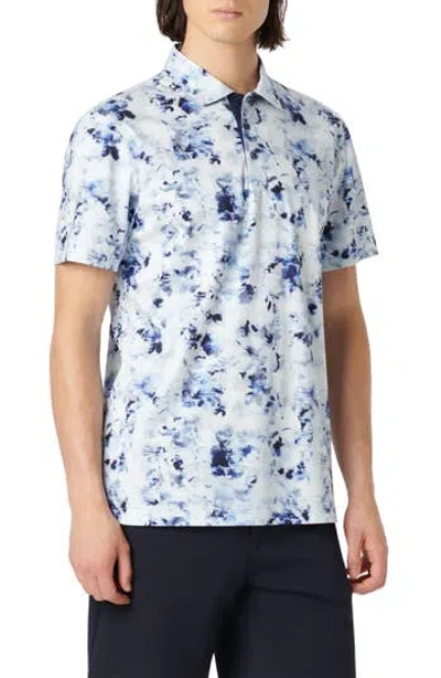 Bugatchi Hendrix Digital Watercolor Print Pima Cotton Polo In Blue