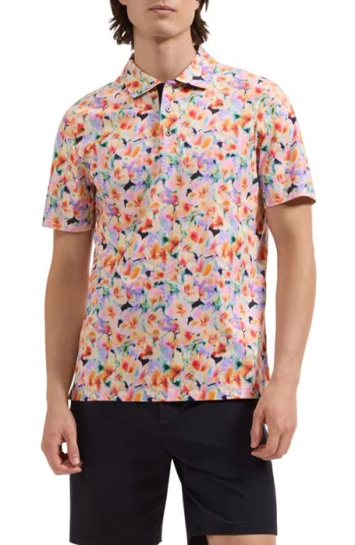 Bugatchi Hendrix Floral Pima Cotton Polo In Orange
