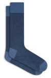Bugatchi Herringbone Mercerized Cotton Blend Dress Socks In Blue