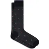 Bugatchi Herringbone Pattern Mercerized Cotton Blend Dress Socks In Black