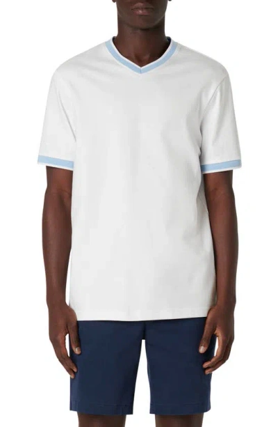 Bugatchi High V-neck T-shirt In White