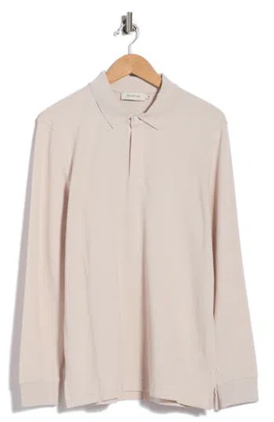 Bugatchi Honeycomb Knit Long Sleeve Polo In Stone