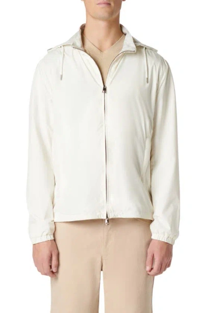 Bugatchi Hooded Windbreaker Jacket In Chalk