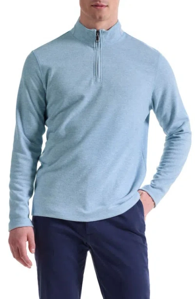 Bugatchi Houndstooth Patern Quarter Zip Top In Blue