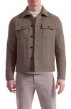 Bugatchi Hybrid Melton & Wool Trucker Jacket In Brown