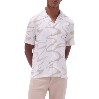 Bugatchi Jackson Abstract Print Lyocell Camp Shirt In Sand