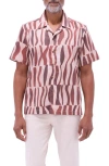 Bugatchi Jackson Abstract Print Stretch Cotton Camp Shirt In Brown