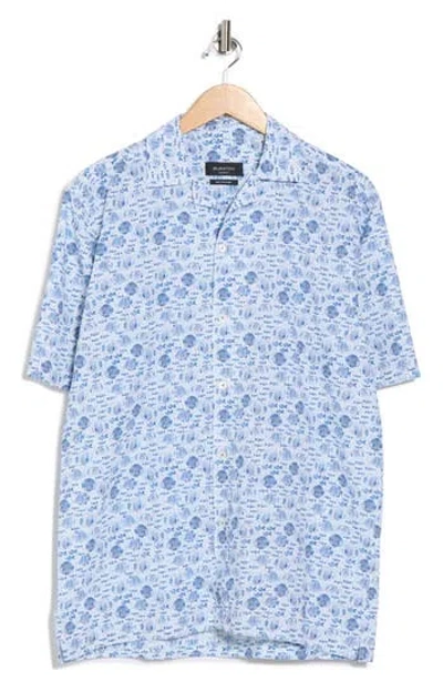 Bugatchi Jackson Cotton Camp Shirt In Blue
