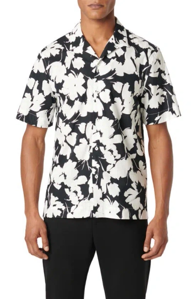 Bugatchi Jackson Floral Camp Shirt In Black