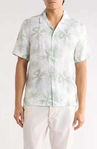 Bugatchi Jackson Floral Linen Camp Shirt In Green