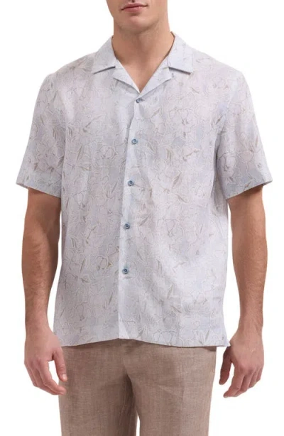 Bugatchi Jackson Shaped Fit Floral Linen Camp Shirt In Multi