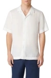 BUGATCHI JACKSON SHAPED FIT LINEN BUTTON-UP CAMP SHIRT