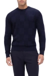 Bugatchi Jacquard Check Merino Wool Sweater In Navy
