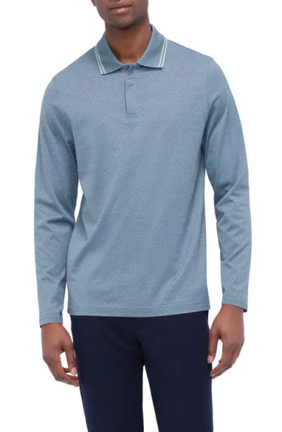 Bugatchi Jacquard Long Sleeve Polo In Sage Blue