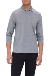 Bugatchi Jacquard Long Sleeve Polo In Silver