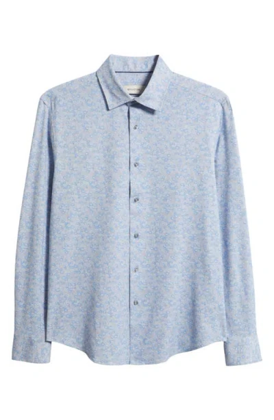 Bugatchi James Ooohcotton® Abstract Floral Print Button-up Shirt In Blue