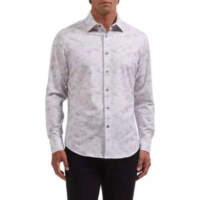 Bugatchi James Ooohcotton® Abstract Jacquard Button-up Shirt In White