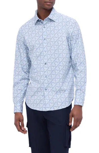 Bugatchi James Ooohcotton® Abstract Print Button-up Shirt In Air Blue