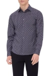 Bugatchi James Ooohcotton® Champagne Print Button-up Shirt In Black