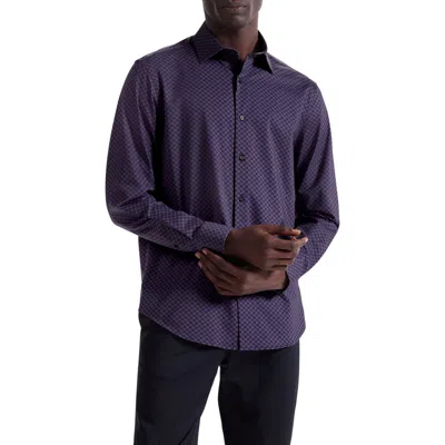 Bugatchi James Ooohcotton® Check Button-up Shirt In Purple