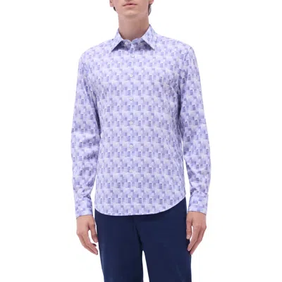 Bugatchi James Ooohcotton® Check Button-up Shirt In Purple