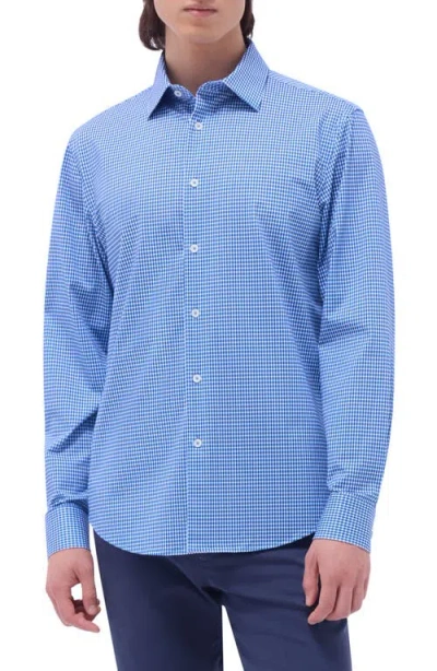 Bugatchi James Ooohcotton® Check Print Button-up Shirt In Classic Blue