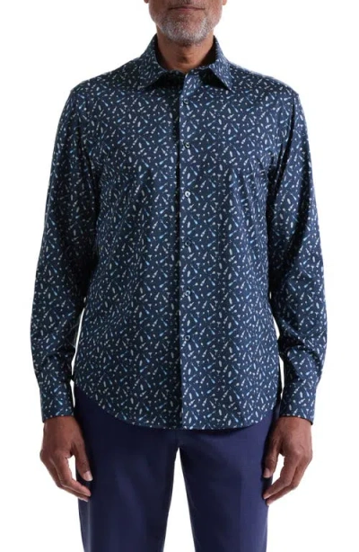 Bugatchi James Ooohcotton® Cocktail Print Button-up Shirt In Black