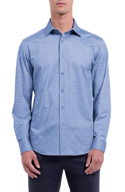 Bugatchi James Ooohcotton® Cocktail Print Button-up Shirt In Blue