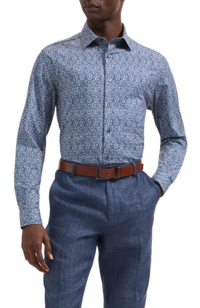 Bugatchi James Ooohcotton® Daisy Print Button-up Shirt In Blue